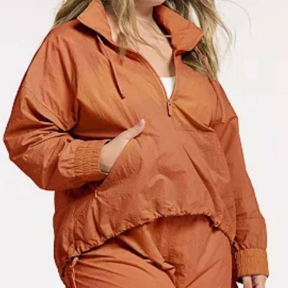 FLX Jackets & Blazers - Flx Half Zip Woven Crop Jacket Cinnamon Rose Windbreaker Womens XL